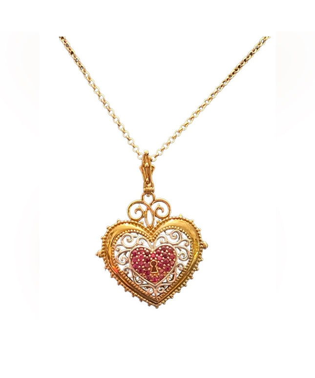 Michael Valitutti Gems En Vogue Sterling 18k GP Ruby heart Paris necklace