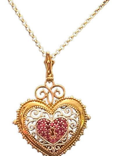 Michael Valitutti Gems En Vogue Sterling 18k GP Ruby heart Paris necklace