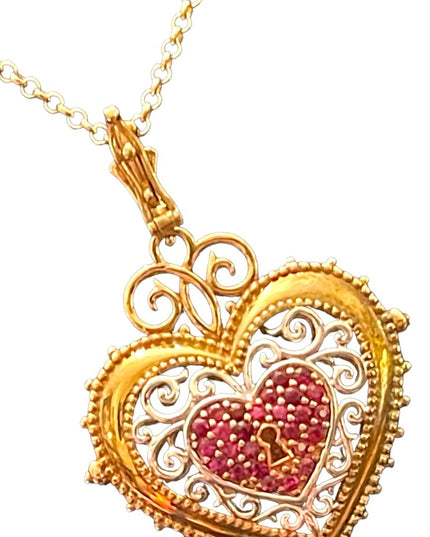 Michael Valitutti Gems En Vogue Sterling 18k GP Ruby heart Paris necklace