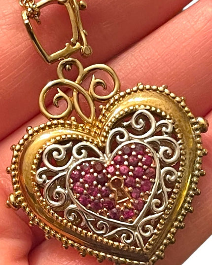 Michael Valitutti Gems En Vogue Sterling 18k GP Ruby heart Paris necklace