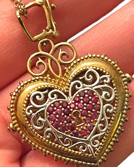 Michael Valitutti Gems En Vogue Sterling 18k GP Ruby heart Paris necklace