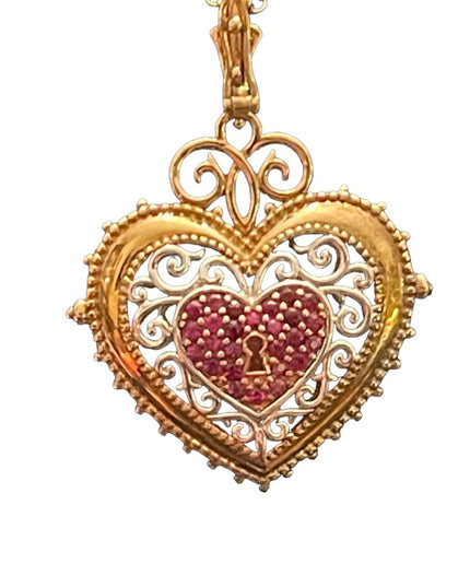 Michael Valitutti Gems En Vogue Sterling 18k GP Ruby heart Paris necklace