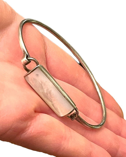 Vintage sterling silver 925 MOP mother of pearl bangle bracelet N 💜 Z