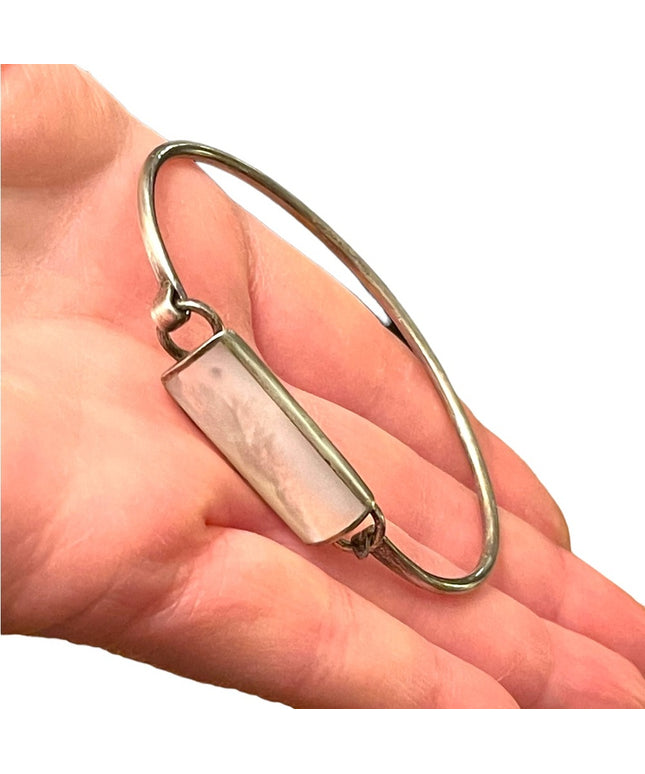 Vintage sterling silver 925 MOP mother of pearl bangle bracelet N 💜 Z