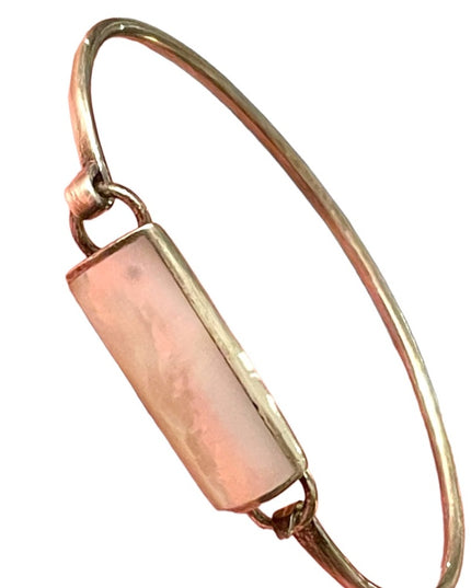 Vintage sterling silver 925 MOP mother of pearl bangle bracelet N 💜 Z