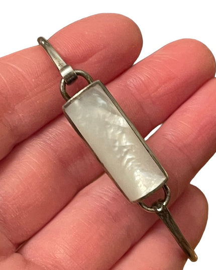 Vintage sterling silver 925 MOP mother of pearl bangle bracelet N 💜 Z