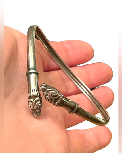 Stunning sterling silver 925 Serpent snake head vintage bangle bracelet