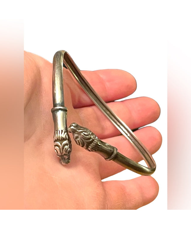 Stunning sterling silver 925 Serpent snake head vintage bangle bracelet