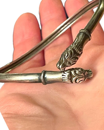 Stunning sterling silver 925 Serpent snake head vintage bangle bracelet