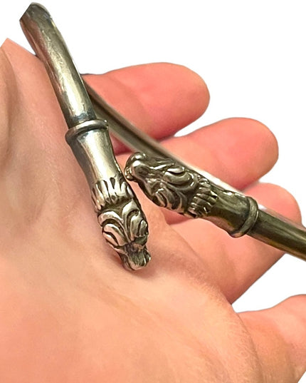 Stunning sterling silver 925 Serpent snake head vintage bangle bracelet