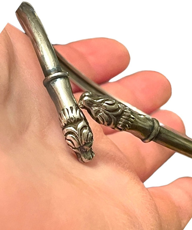 Stunning sterling silver 925 Serpent snake head vintage bangle bracelet