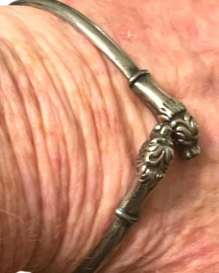 Stunning sterling silver 925 Serpent snake head vintage bangle bracelet