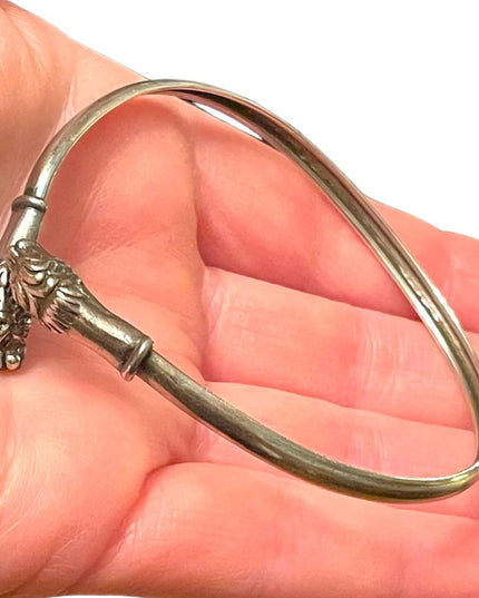 Stunning sterling silver 925 Serpent snake head vintage bangle bracelet