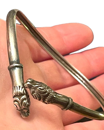 Stunning sterling silver 925 Serpent snake head vintage bangle bracelet