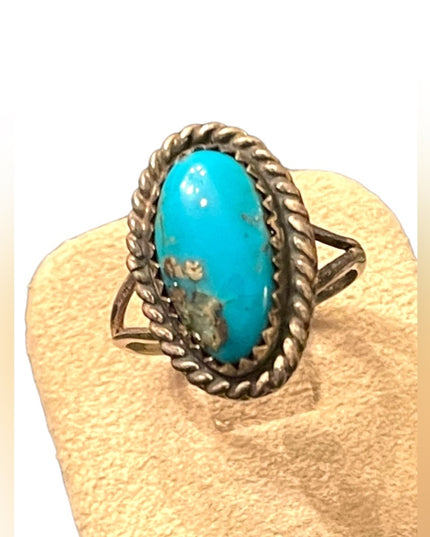 Vintage Navajo sterling 925 CB artisan turquoise Southwestern ring