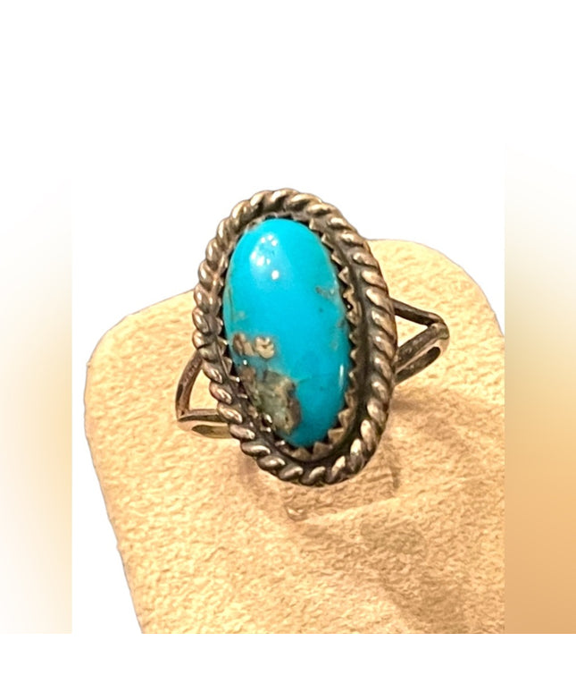 Vintage Navajo sterling 925 CB artisan turquoise Southwestern ring