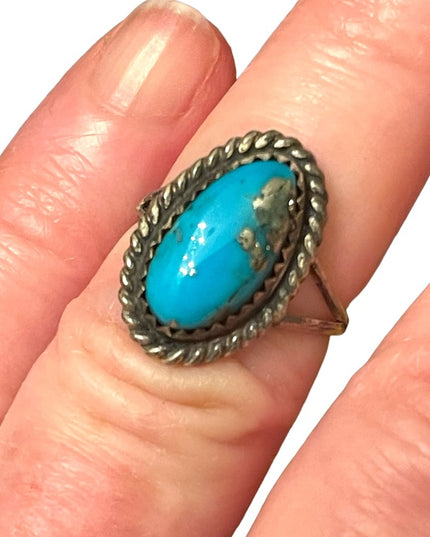 Vintage Navajo sterling 925 CB artisan turquoise Southwestern ring