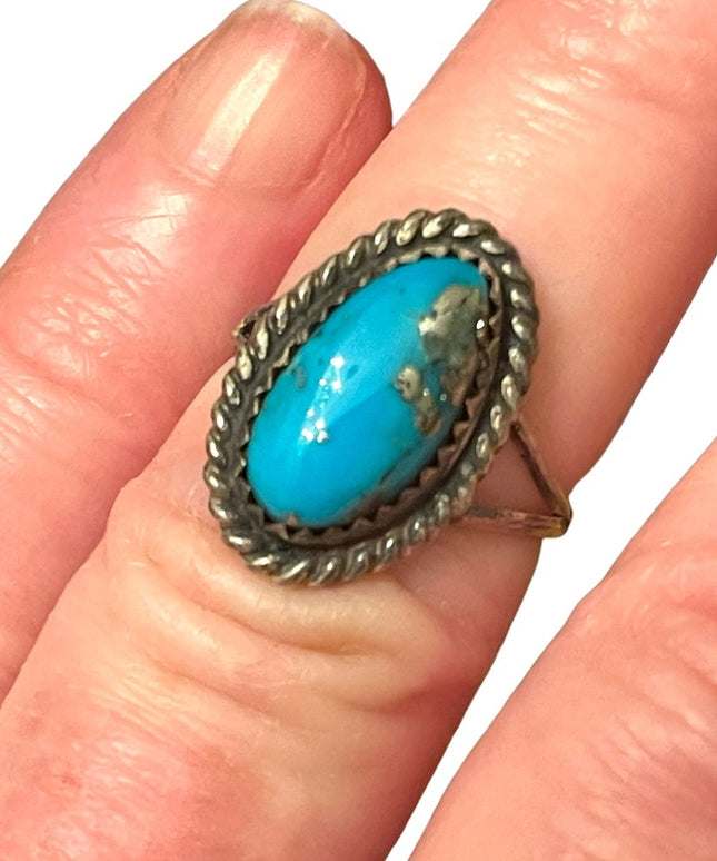 Vintage Navajo sterling 925 CB artisan turquoise Southwestern ring