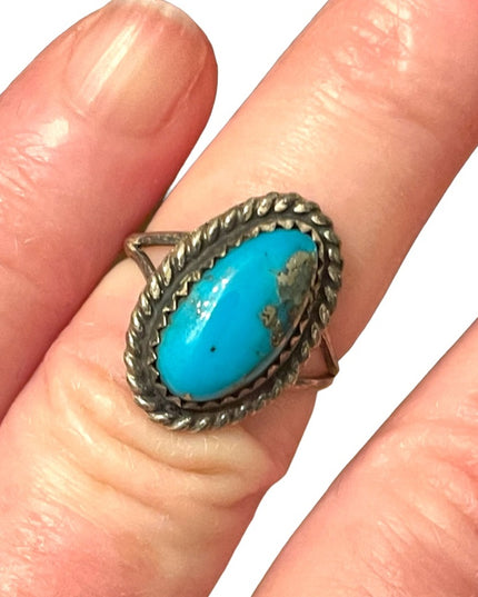 Vintage Navajo sterling 925 CB artisan turquoise Southwestern ring
