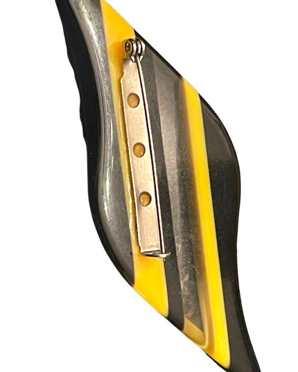 Vintage Artisan Resin black yellow bumblebee modernist brooch