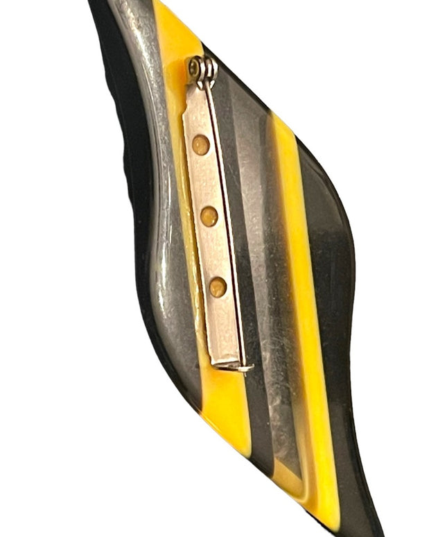 Vintage Artisan Resin black yellow bumblebee modernist brooch