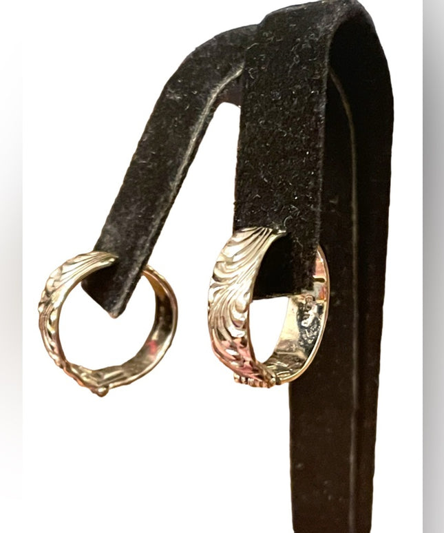 Vintage sterling silver 925 etched huggie earrings CORO 1960s hoops