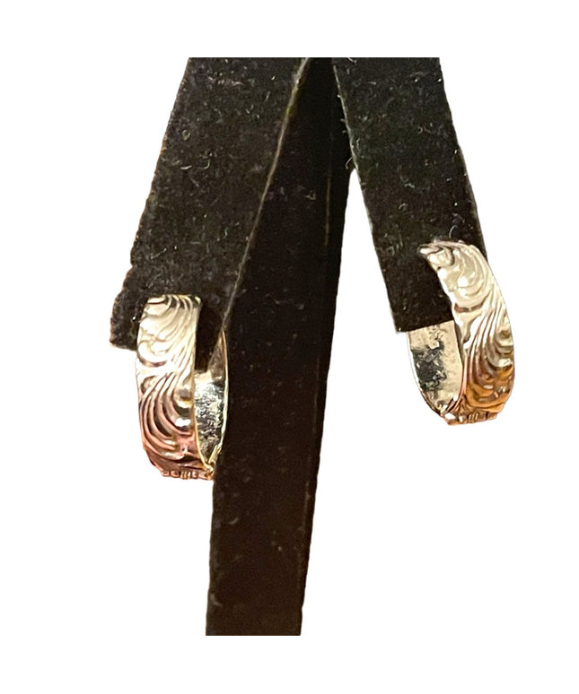 Vintage sterling silver 925 etched huggie earrings CORO 1960s hoops