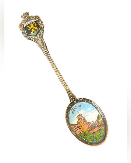 Vintage Heidelberg Germany Schloss silver plt Enameled collectible spoon