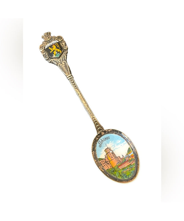 Vintage Heidelberg Germany Schloss silver plt Enameled collectible spoon
