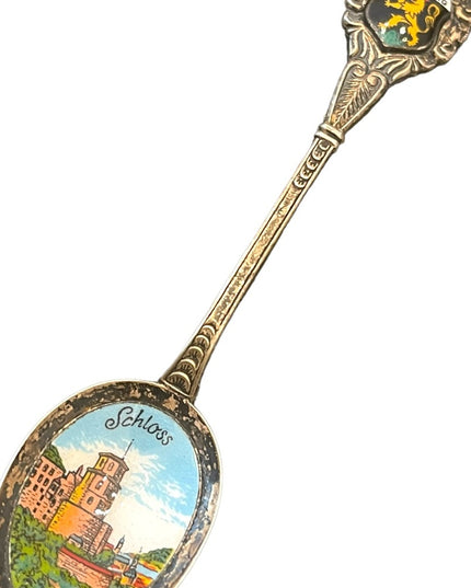 Vintage Heidelberg Germany Schloss silver plt Enameled collectible spoon
