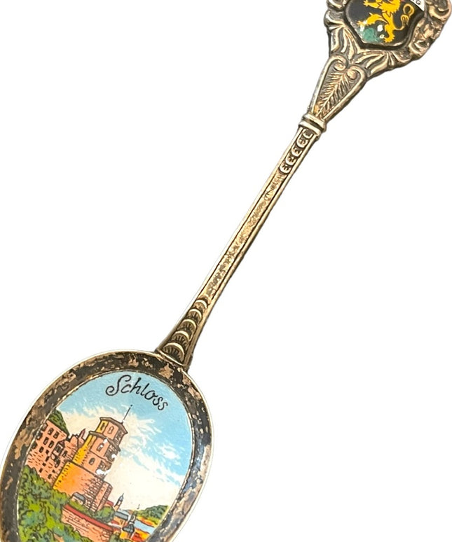 Vintage Heidelberg Germany Schloss silver plt Enameled collectible spoon