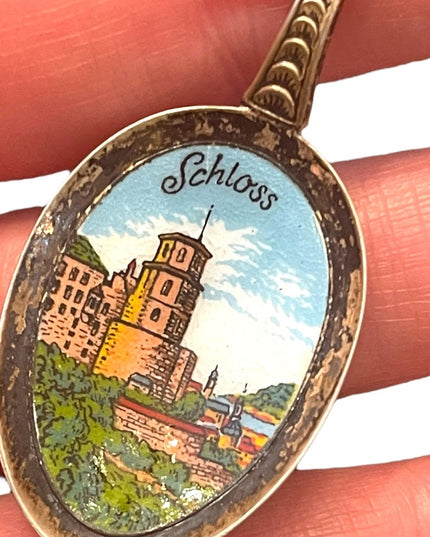 Vintage Heidelberg Germany Schloss silver plt Enameled collectible spoon