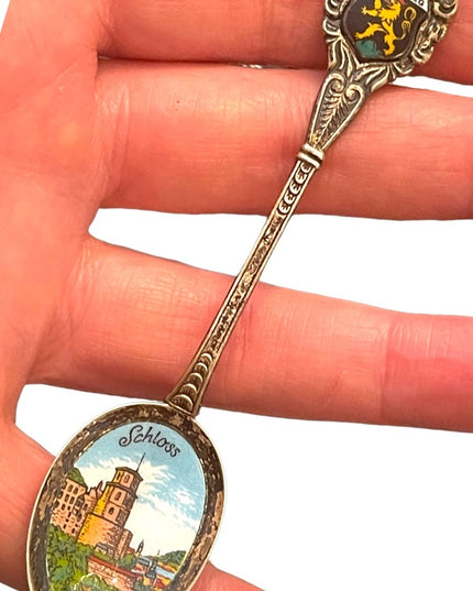 Vintage Heidelberg Germany Schloss silver plt Enameled collectible spoon