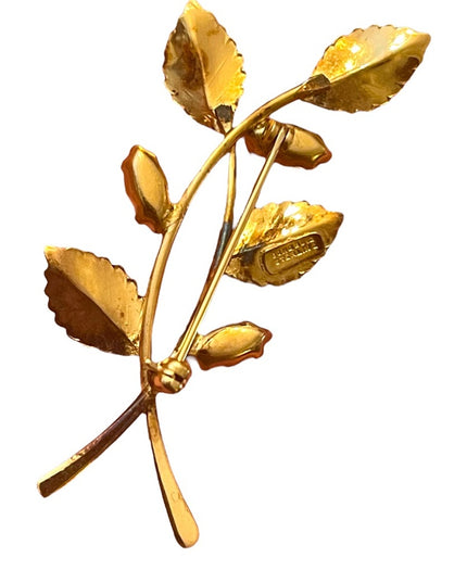 Vintage Boyd Bond sterling silver 925 Gold plt flower rhinestone brooch