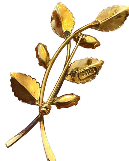 Vintage Boyd Bond sterling silver 925 Gold plt flower rhinestone brooch