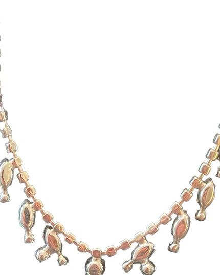 Vintage 1950s quality silver finish blue AB fancy crystal necklace