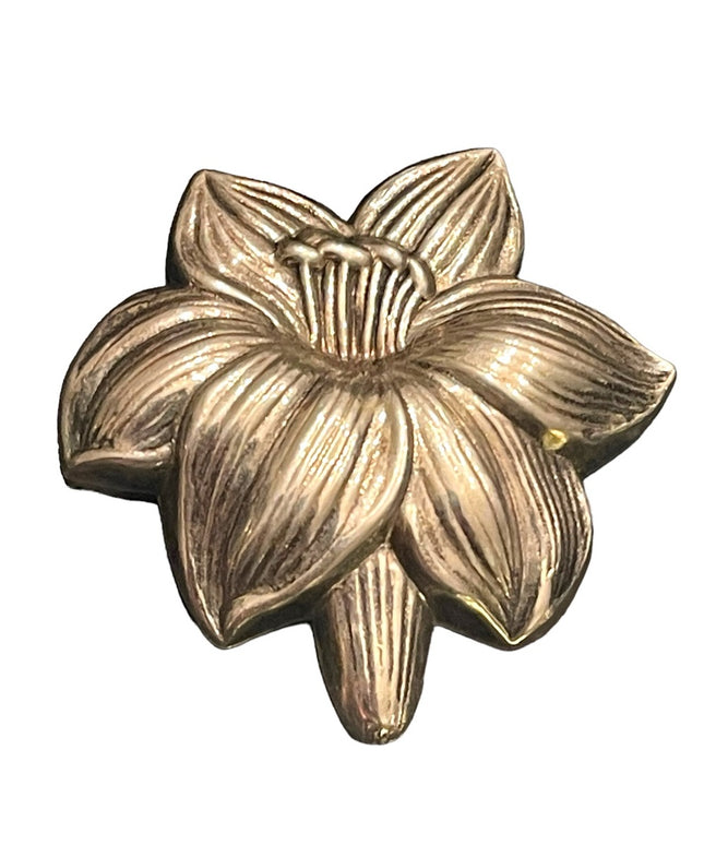 Vintage Art Deco sterling? silver antiqued flower brooch