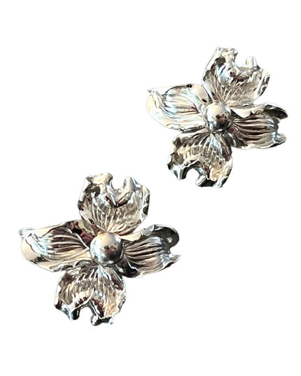 Vintage 1960s Boyd Bond Sterling silver 925 flower screw back earrings