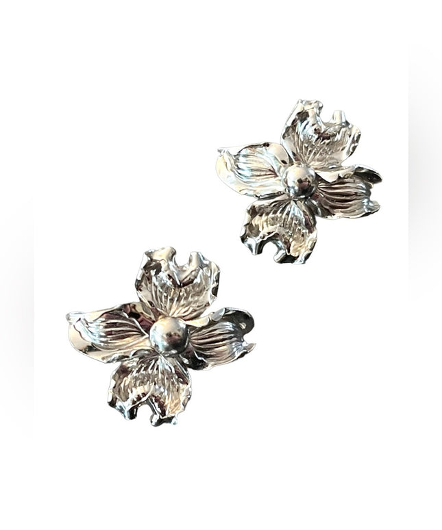 Vintage 1960s Boyd Bond Sterling silver 925 flower screw back earrings