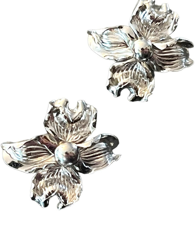 Vintage 1960s Boyd Bond Sterling silver 925 flower screw back earrings