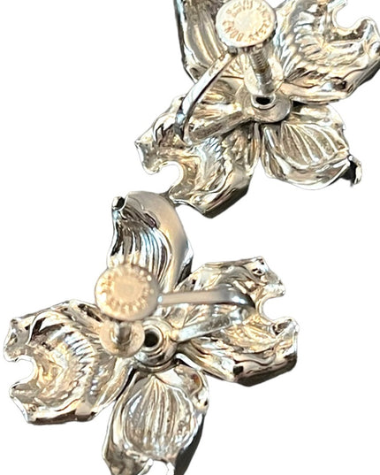 Vintage 1960s Boyd Bond Sterling silver 925 flower screw back earrings