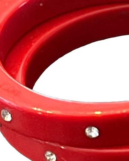 Sterling silver 925 RED nautical plastic CZ hoops