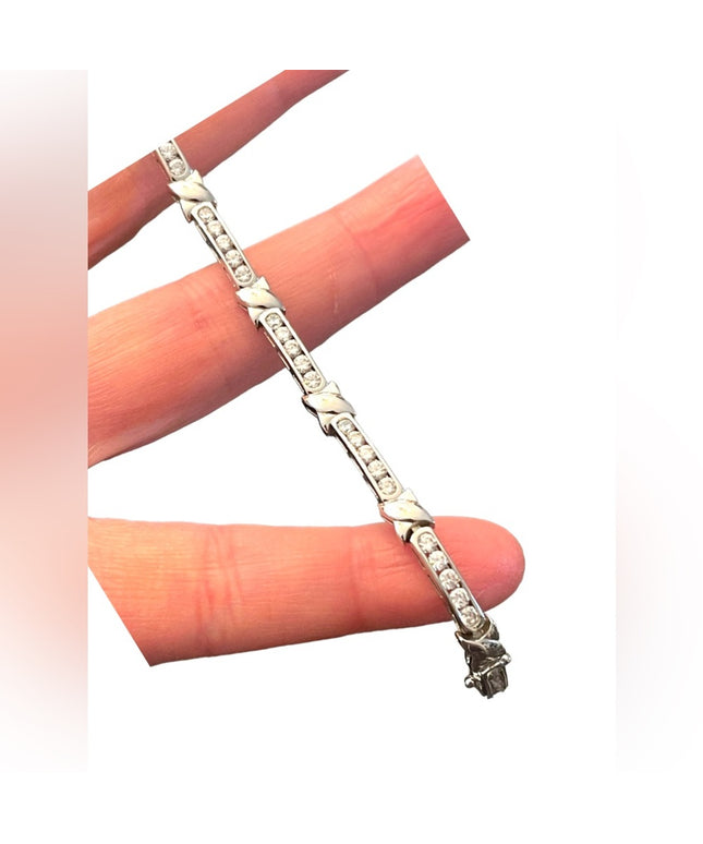 Sterling silver 925 CZ Rhodium plt Tennis bracelet