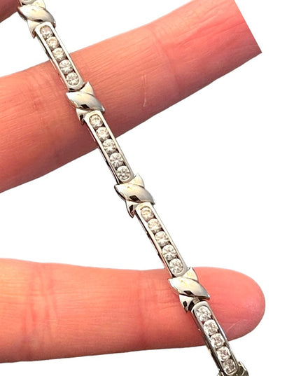 Sterling silver 925 CZ Rhodium plt Tennis bracelet