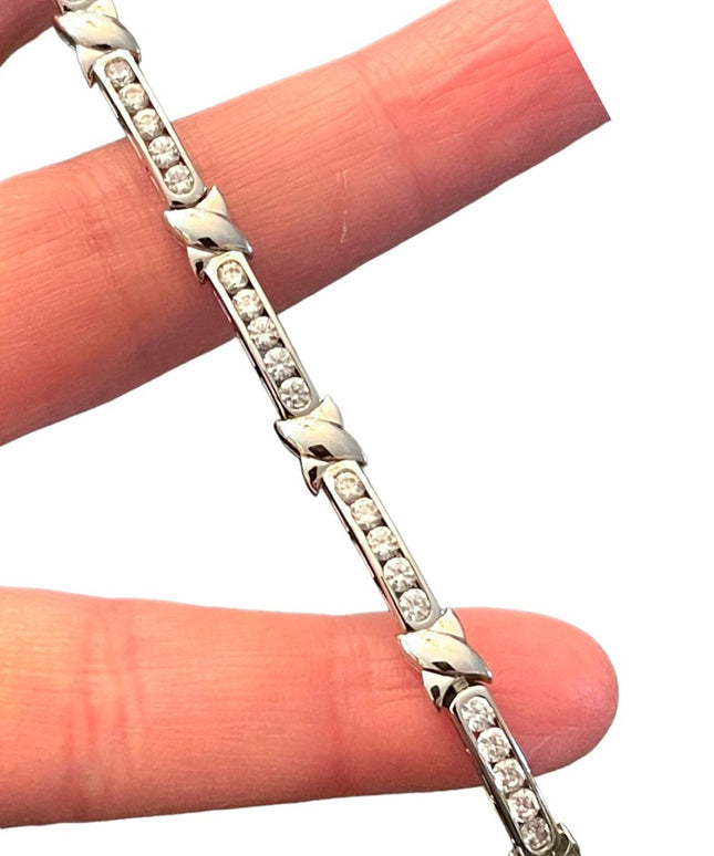 Sterling silver 925 CZ Rhodium plt Tennis bracelet
