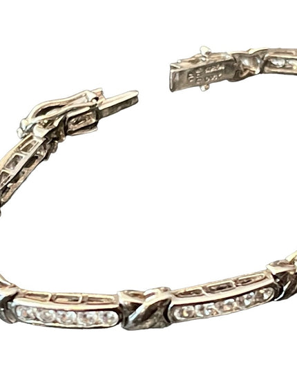 Sterling silver 925 CZ Rhodium plt Tennis bracelet