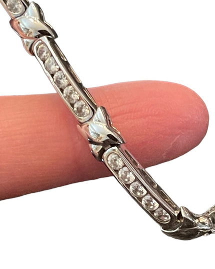 Sterling silver 925 CZ Rhodium plt Tennis bracelet