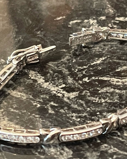 Sterling silver 925 CZ Rhodium plt Tennis bracelet