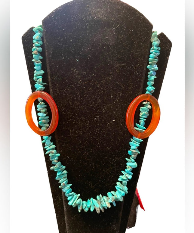Sterling silver 925 Southwestern Turquoise Agate Bead necklace