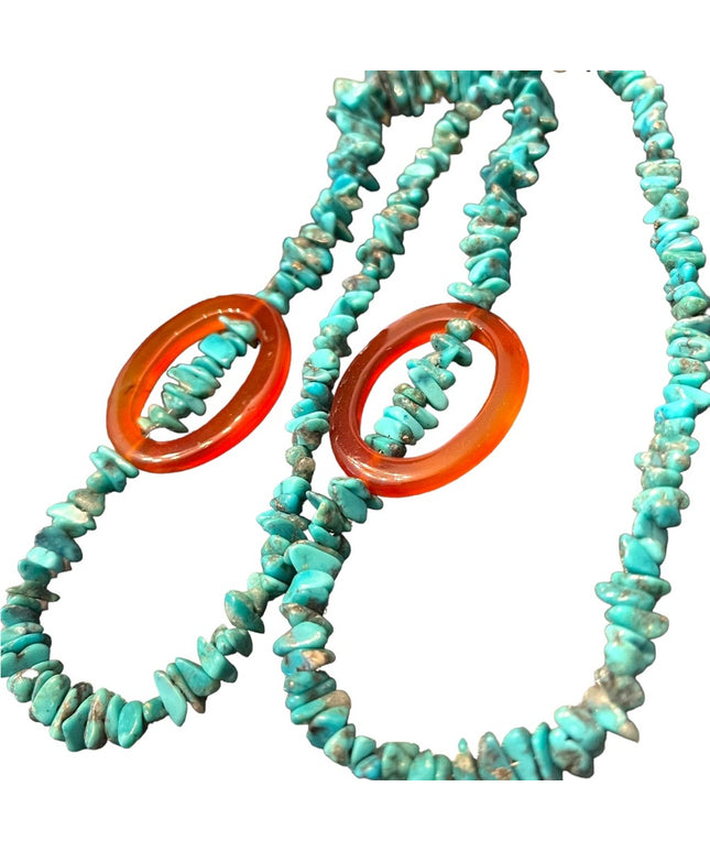Sterling silver 925 Southwestern Turquoise Agate Bead necklace